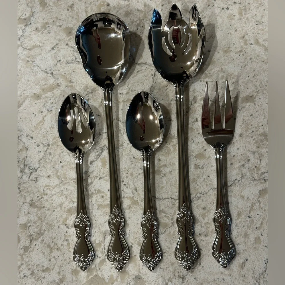 REED & BARTON~MARLBOROUGH~(5) PIECE~HERITAGE MINT~GLOSSY STAINLESS~G2W